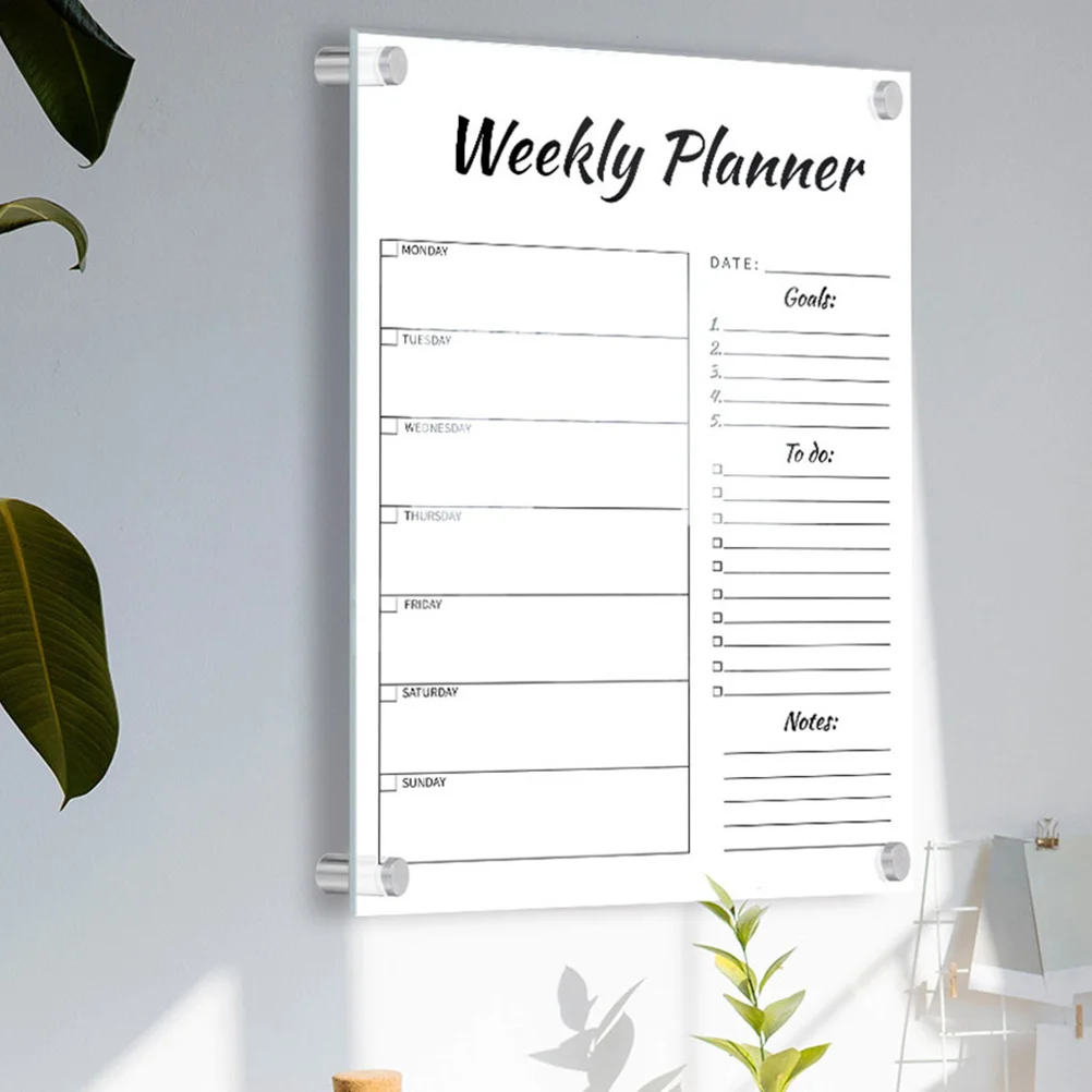 مجموعة واحدة من لوحة مذكرة الخطة الأسبوعية، شاشة إبداعية مكتوبة بخط اليد وقابلة للمسح ومتعددة الوظائف للاستخدام في المكتب المنزلي