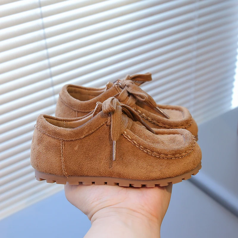 2026 Retro Kinder-Freizeitschuhe mit breiter runder Zehenpartie, weicher Sohle und Kunstleder für den Frühherbst – Allround-Schuhe für Jungen und Mädchen aus Wildleder – Detail 6