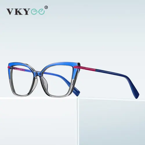 Imagen 2 del producto Vicky-gafas graduadas para miopía para mujer, anteojos de lectura con retales de dos colores, lentes ópticas Anti luz azul, montura PFD2112