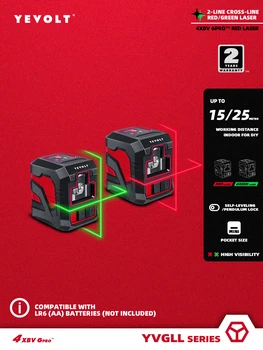YEVOLT YVRLL4XS2/YVGLL4XS2 Livello laser a linee incrociate Rosso/Verde Strumenti di costruzione autolivellanti a 2 linee