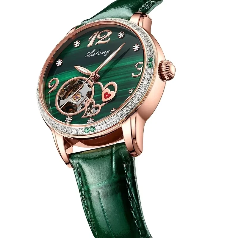 AILANG Mechanical Watch For Women Self-wind Pillow Cushion Sapphire Super Luminous Wristwatch Calendar Watch For Ladies view 3