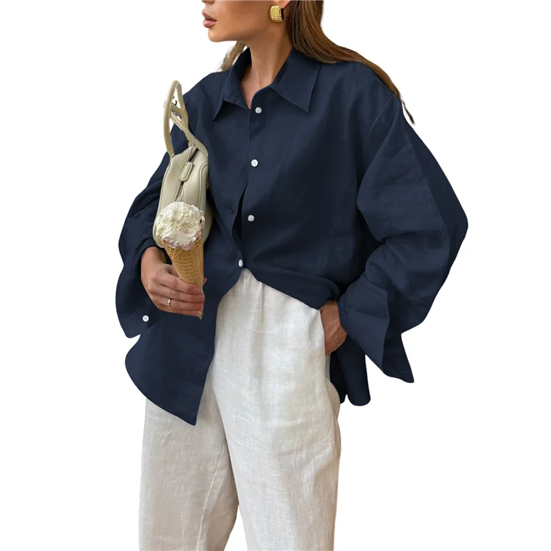 เสื้อเชิ้ตผู้หญิง ABRT ผ้าฝ้าย 100% ติดกระดุม