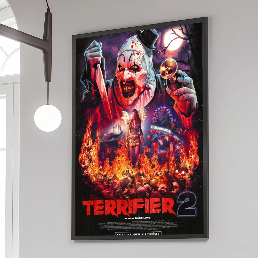 1PC 2022 T-Terrifier Poster Movie Sticky Posters Retro Kraft Paper Sticker DIY Room Bar Cafe Aesthetic Art Wall Painting