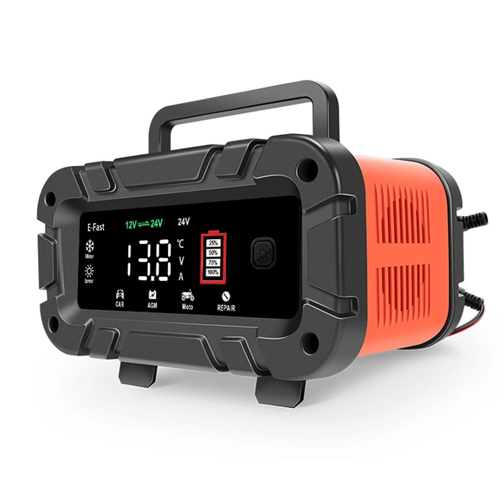 

12V 24V Automotive Battery Charger Intelligent Battery Pulse Repair Fast Power Charging Digital LCD Display Lead-Acid Battery