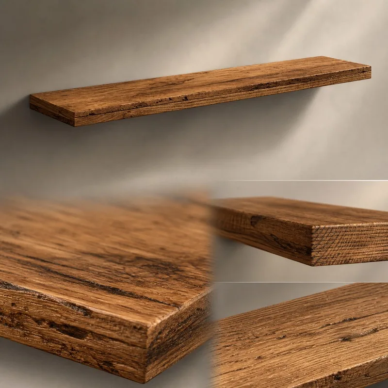Wandregale 4 Stück, Altholz, 40x20x1,5cm, Holztechnik, Rustikale Wandregale für Wohnzimmer, Schlafzimmer, Heimdekoration