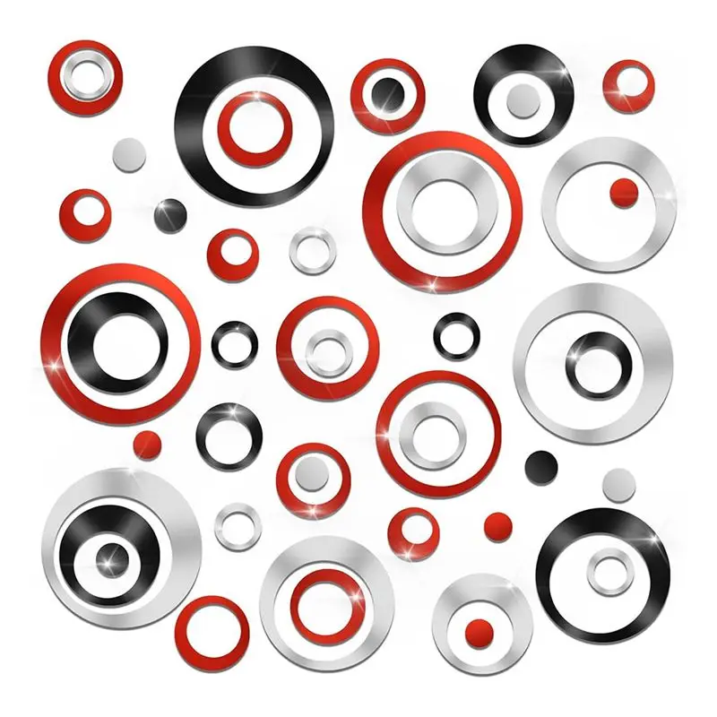 ABWZ-72Pcs Wall Stickers Acrylic Circle Mirror Removable Round Dots Mirror Wall Decoration Wall Decals Murals For Living Room