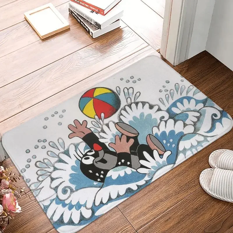 Funny Mole Door Floor Kitchen Bathroom Mat Anti-Slip Outdoor Cartoon Krtek Little Maulwurf Doormat Entrance Rug Carpet Footpad