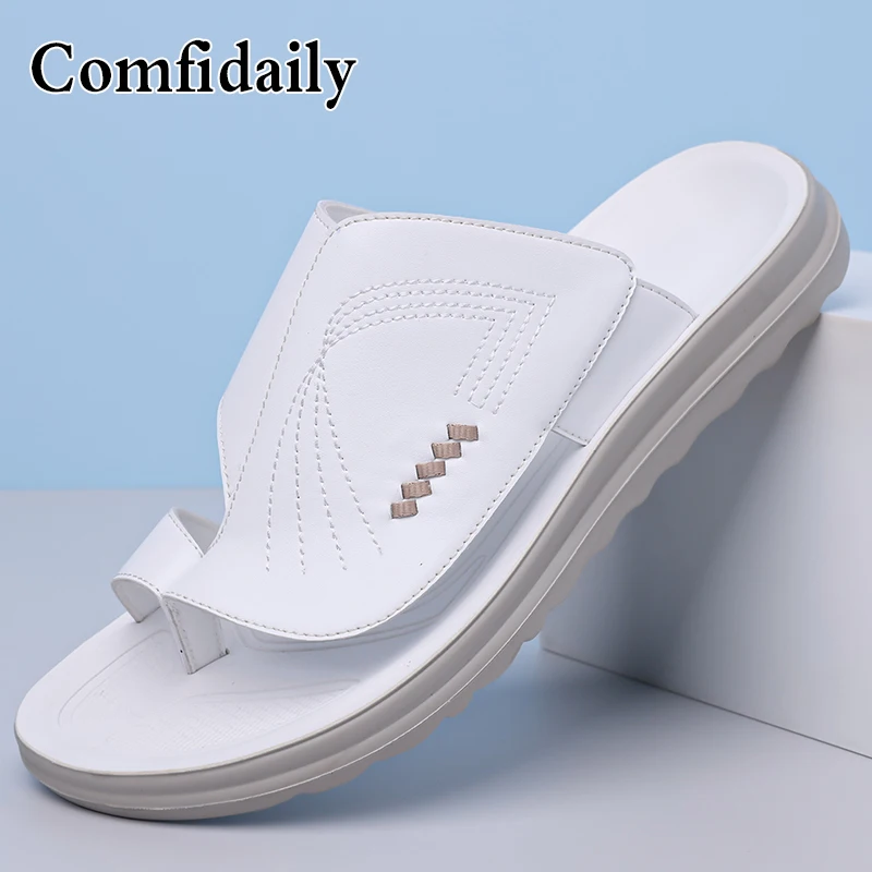Herren Sommer Mode-Sandalen Einfache Strandschuhe mit Dicker Sohle Weiche Rutschfeste Slip-On Pantoffeln-9008 – Detail 1