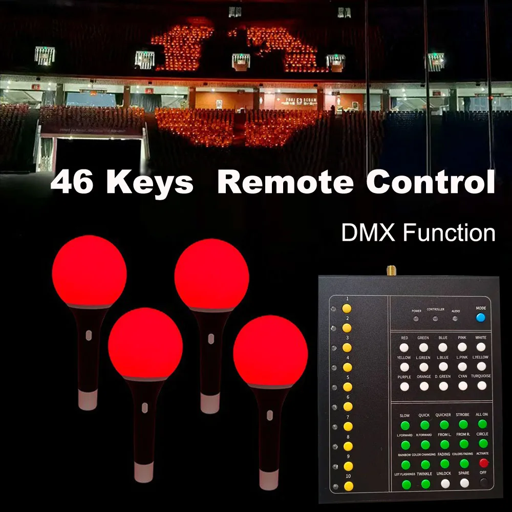 

DMX Function LED Acrylic Ball Stick RGB Color Changing With 46Keys 400 Meters 10 Area Zones Remote Control Luminous Sticker