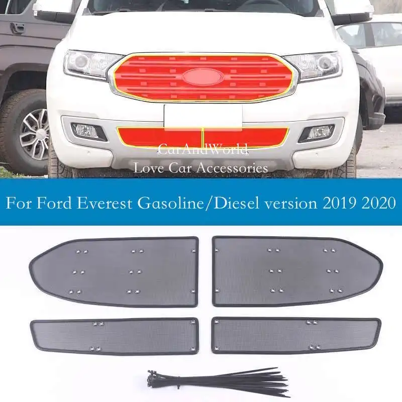 For Ford Everest Sport 2016-2020 Middle Grilles Insert Net Protecter Guard Mesh Trims Stainless Steel  Cover Car Accessories