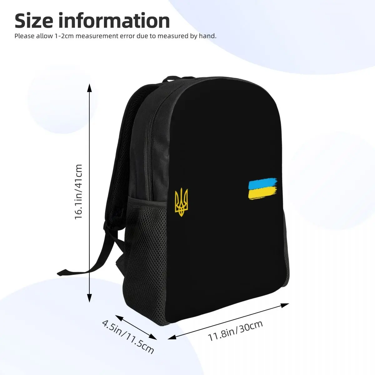 Custom Ukrainian Flag Stripe Travel Backpack School Computer Bookbag Coat Of Arms Of Ukraine Tryzub College Student Daypack Bags