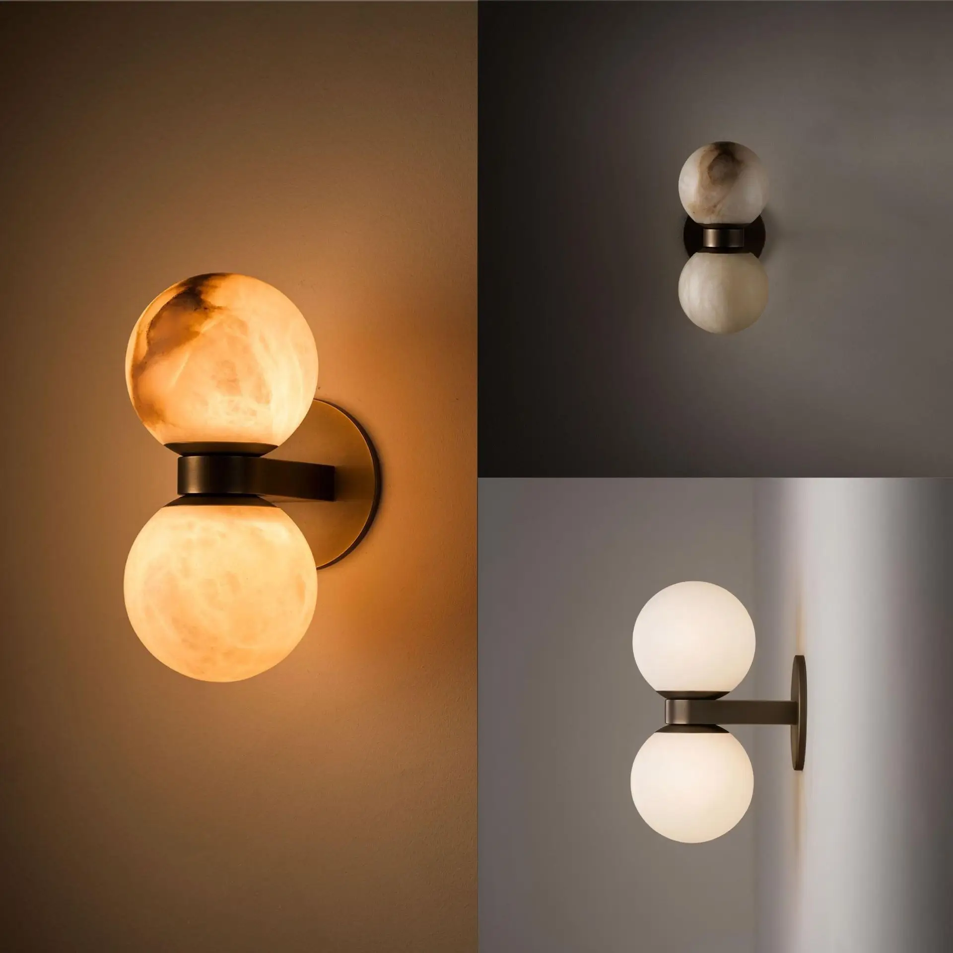 American retro marble bed and breakfast home wall lamp wabi sandy wind Japanese model room hotel