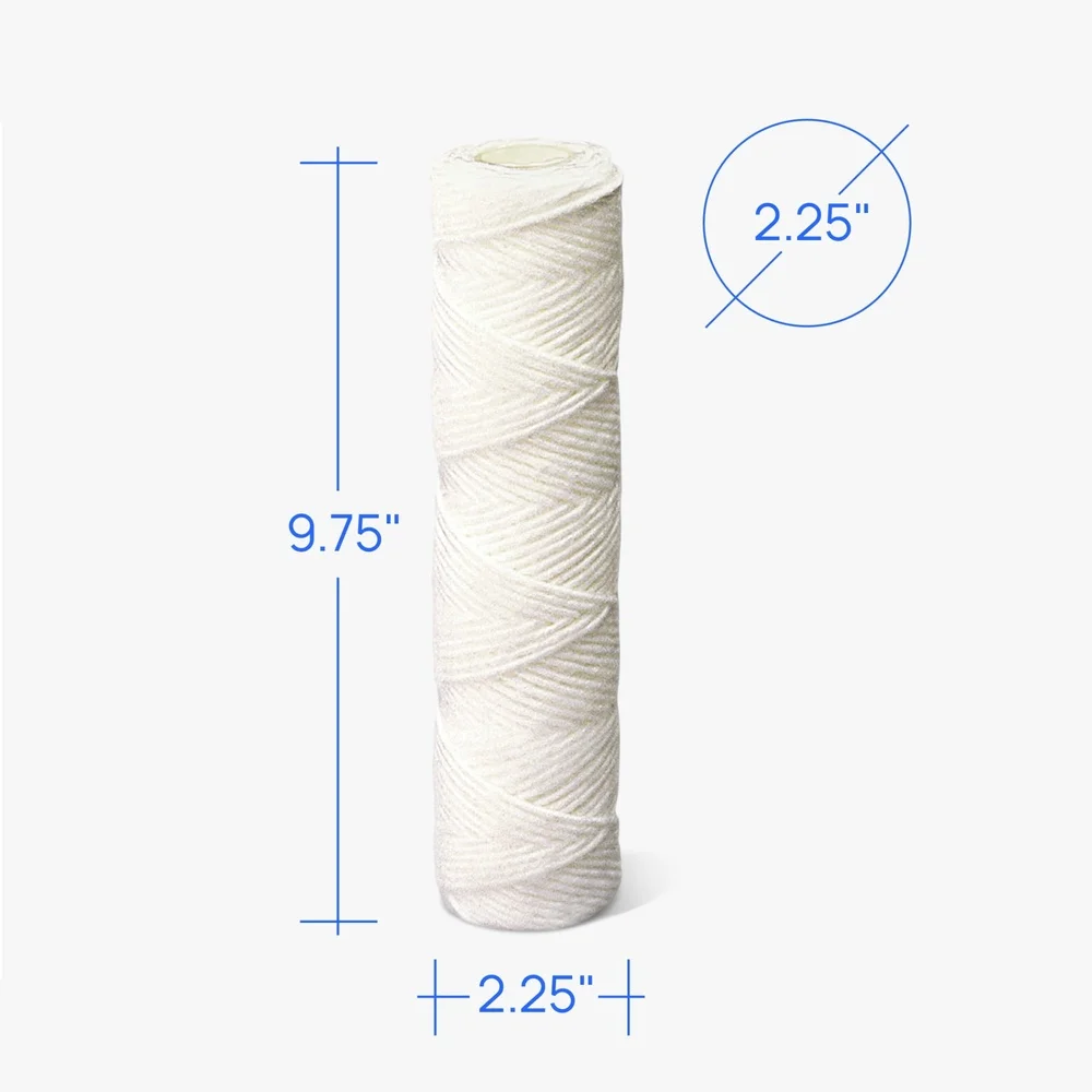 استبدال فلتر المياه للمنزل بالكامل 2-حزمة 3/4 بوصة ترشيح ناعم 10 ميكرون جرح بولي بروبيلين يقلل من مقياس الصدأ الرواسب