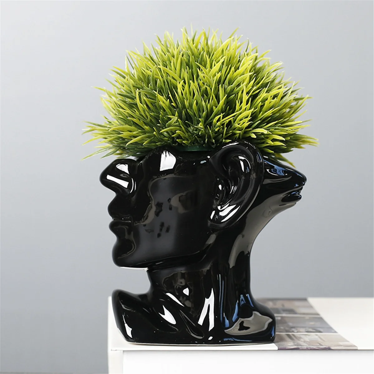 Portrait Statue Vase Planter Nordic Succulent Flower Pot Ceramic Indoor Desktop Plant Decoration with Drainage Hole,A