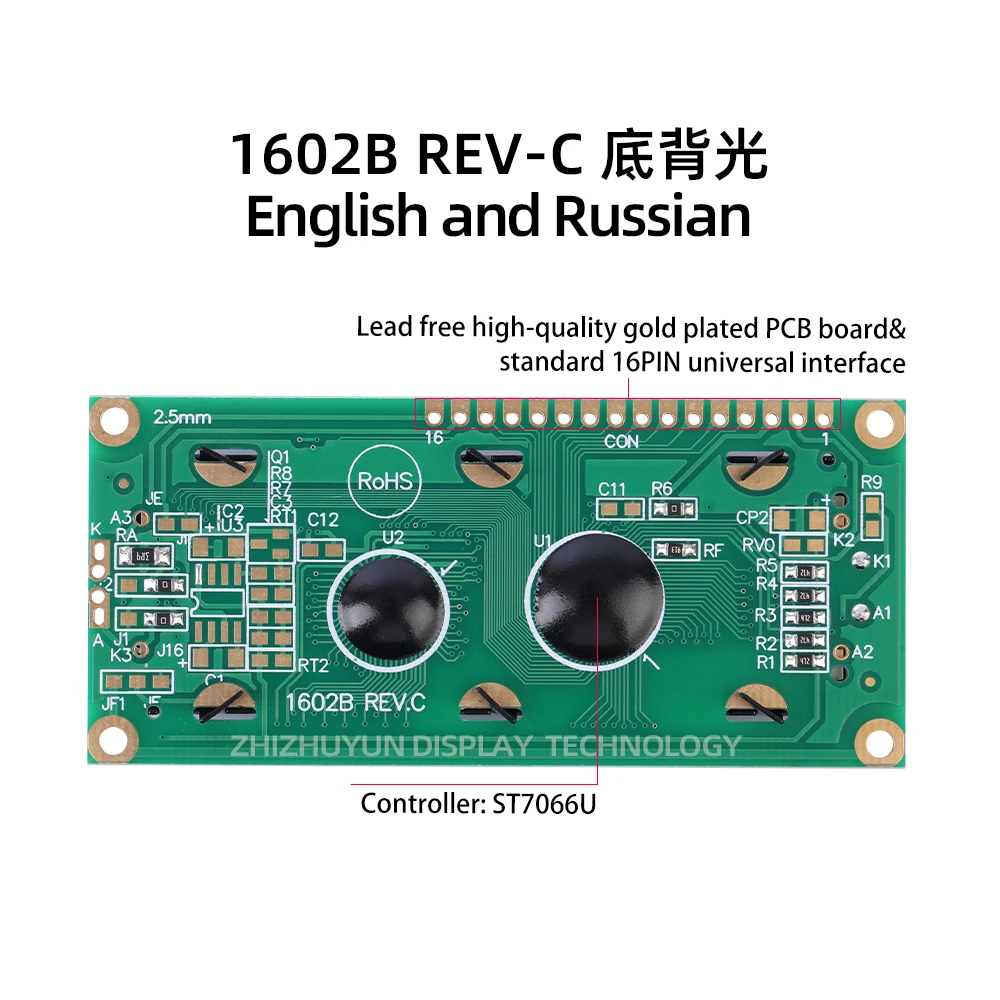 1602B Rev.C 162 16X2 1602 Character LCD Module Display Screen In English And Russian With Array Backlight 6800 Parallel*2