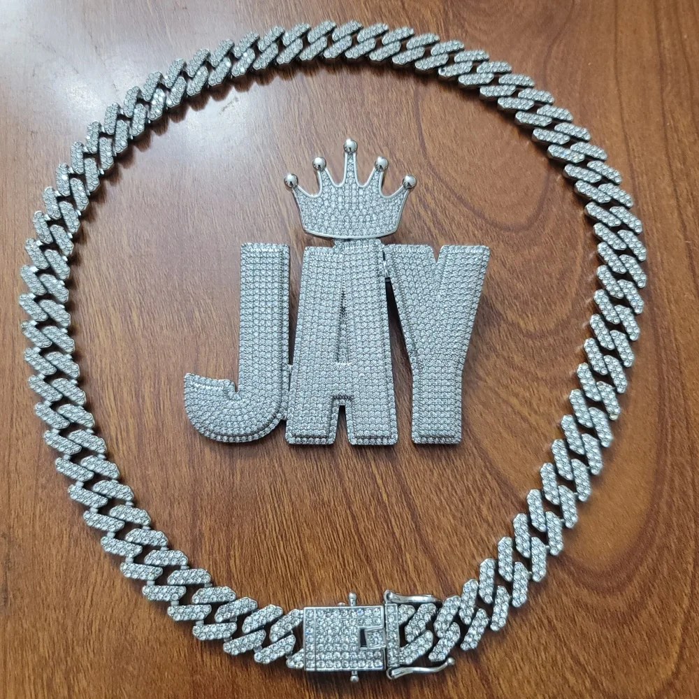 

Hip Hop Double Layer Personalized Number Name Necklace Cubic Zircon Iced Out Letters Women Customized Jewelry With Solid Back