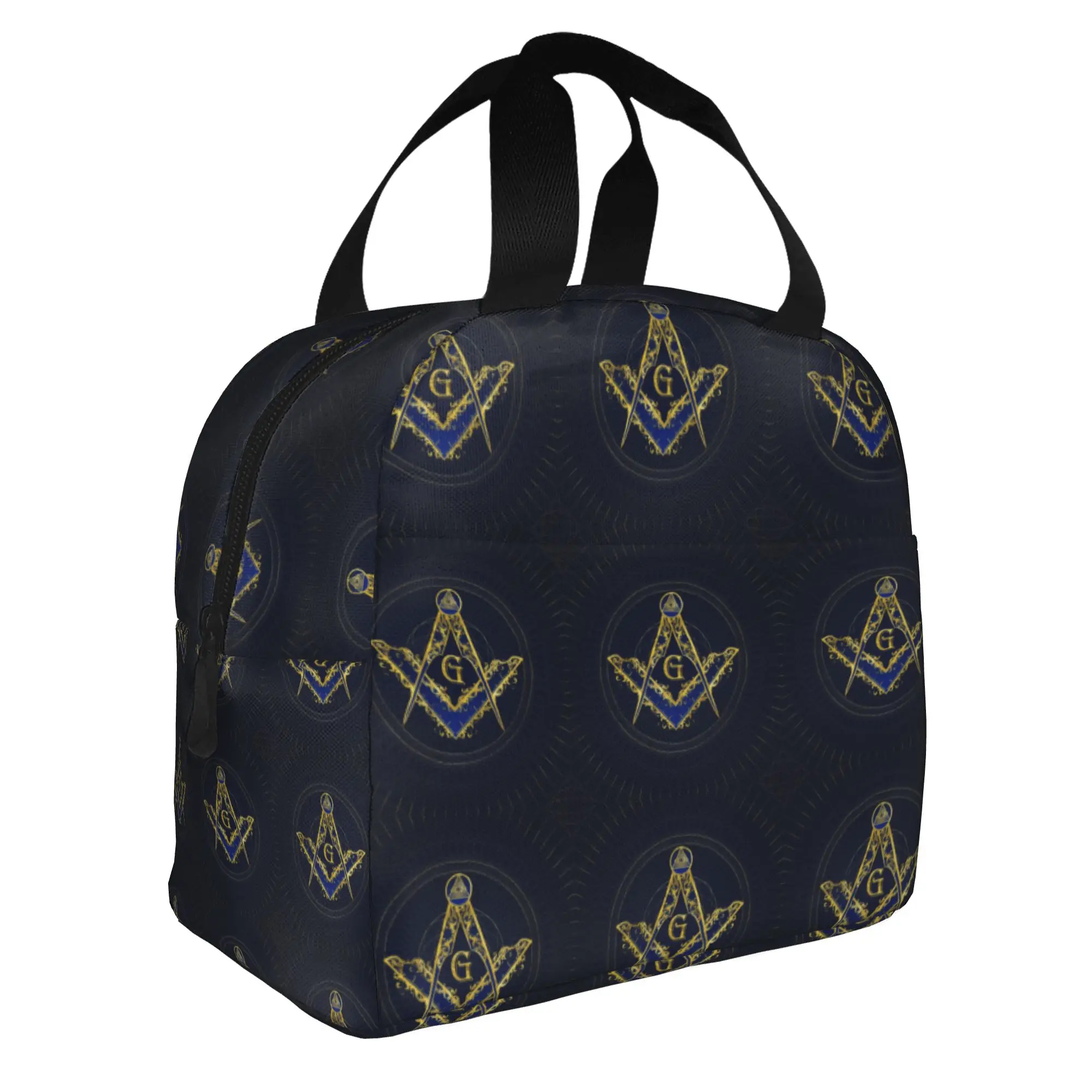 Freemason  Evil Eye Symbol Thermal Insulated Lunch Bag Masonic Mason Lunch Container for Outdoor Camping Travel Food Box