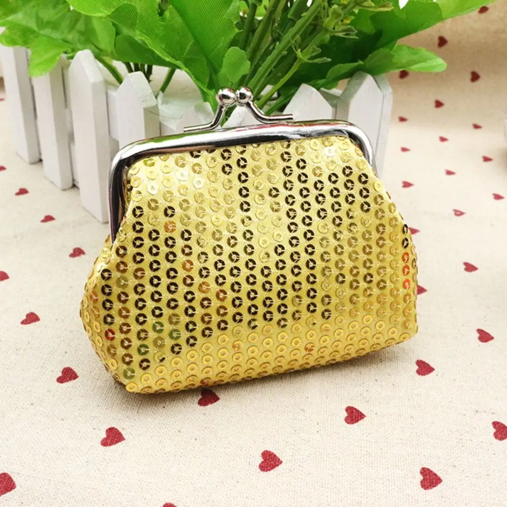 Elegant Card Holder Sequin Coin Purse Storage Bag Kiss Clasp Lock Small Purse Bag Handbag Shiny Clutch Lipstick Bag Women