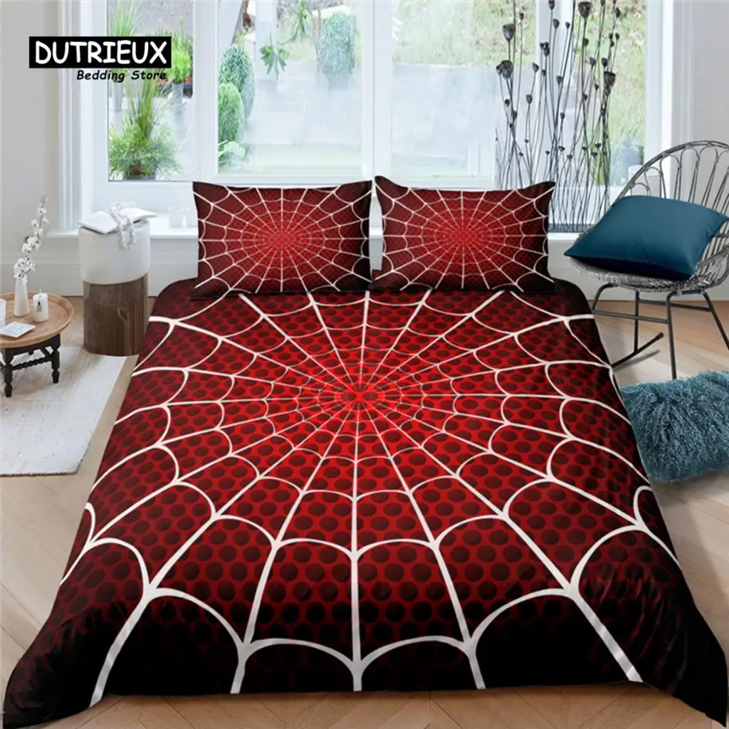 

Home Living Luxury Spider Web Print 2/3Pcs Duvet Cover Set Pillowcase Queen Size and King Size Kids Bedding Set EU/US/AU Size