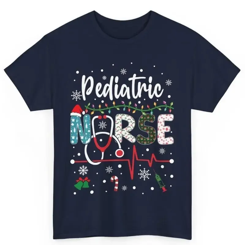Christmas Pediatric Nurse Cotton T Shirt Xmas S For