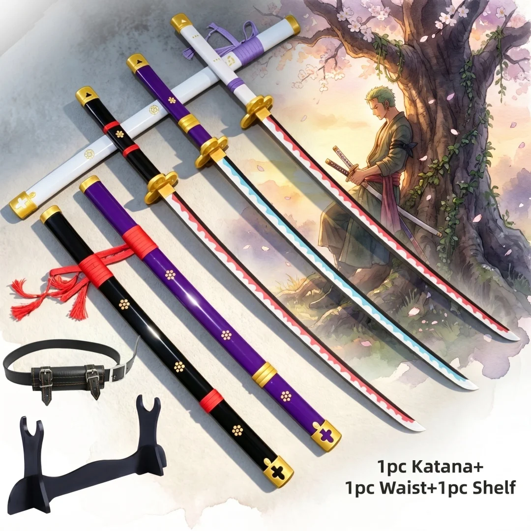 40inch One Piece Roronoa Zoro Katana Shelf Anime Cosplay Prop Sword Ninja Knife Blade Sabre Real Size 1:1 Scale Plastic Toy Gift