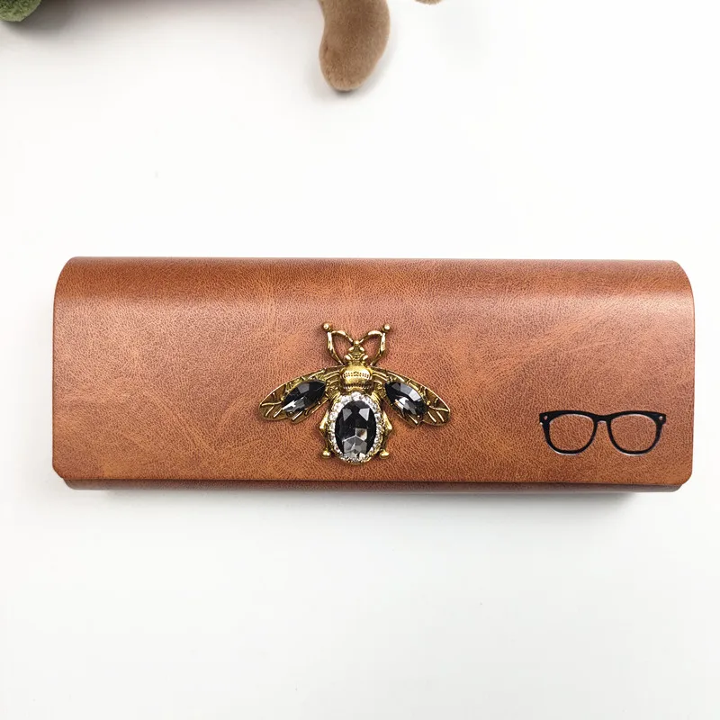 Etui na okulary damskie z twardej skóry PU, wzór pszczoły, pudełko na okulary, ochrona przed zgniataniem, uchwyt na okulary przeciwsłoneczne, prezent dla dziewczyny