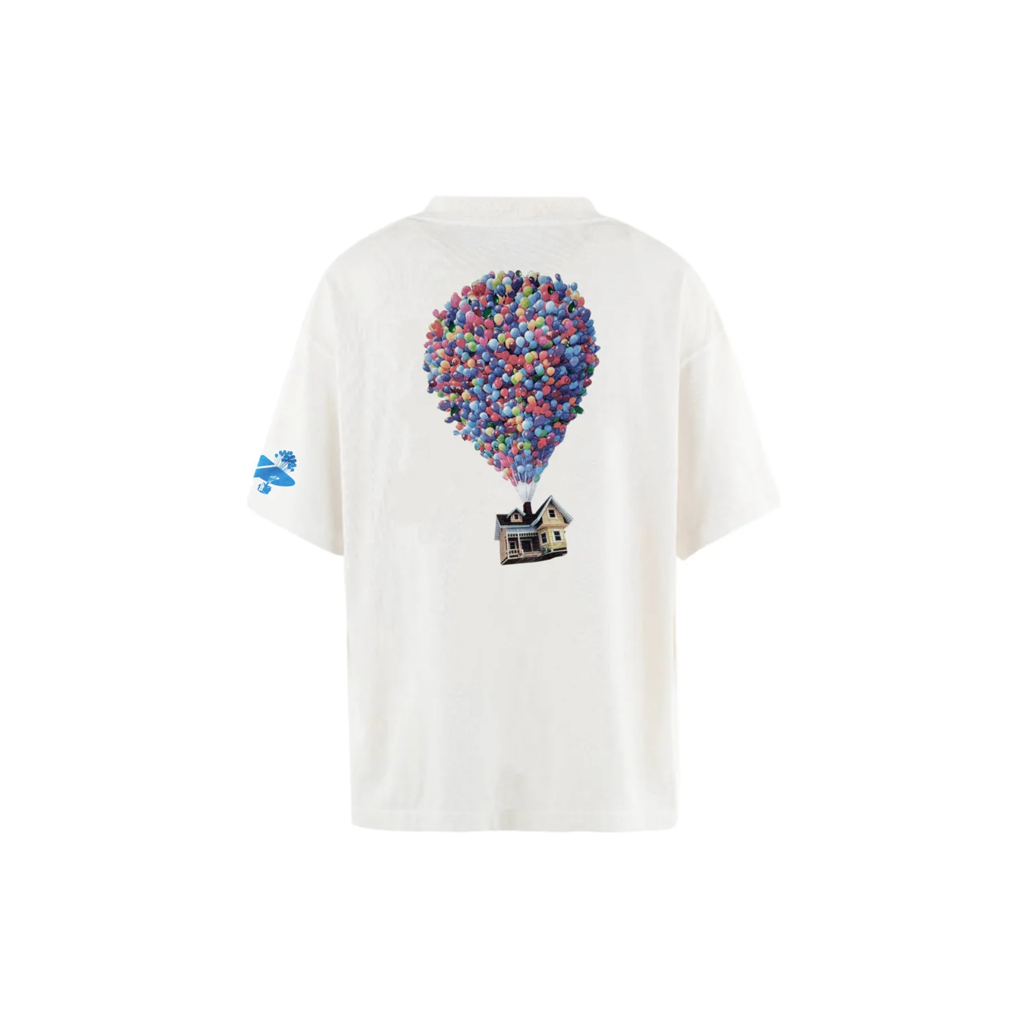 Saint Micheal Men's Clothing Retro single-stitch garment-making technique Sky Travel white ink printing short-sleeved shirt