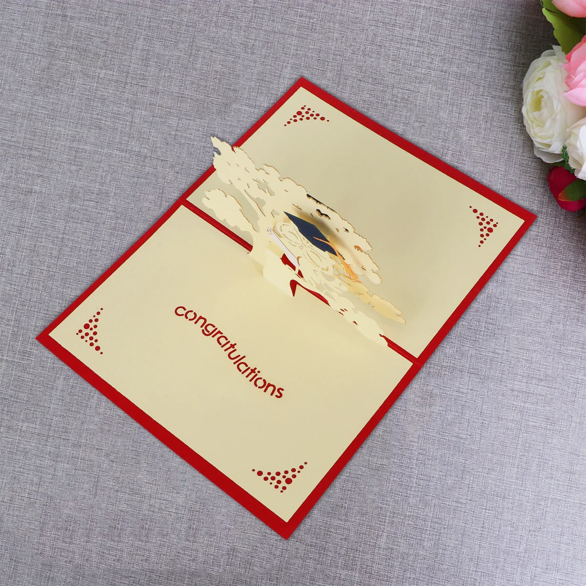 

1 pc 3D Red Handmade Pop Up Greeting Cards For Graduation Blessing Gift Classmates Celebration Surprise Invitation Printing
