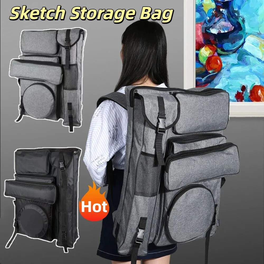 Simple Canvas Sketching Tools Art Bag Large Capacity Waterproof Artist Canvas Backpack Durable Sketch Storage Bag Art Supplies