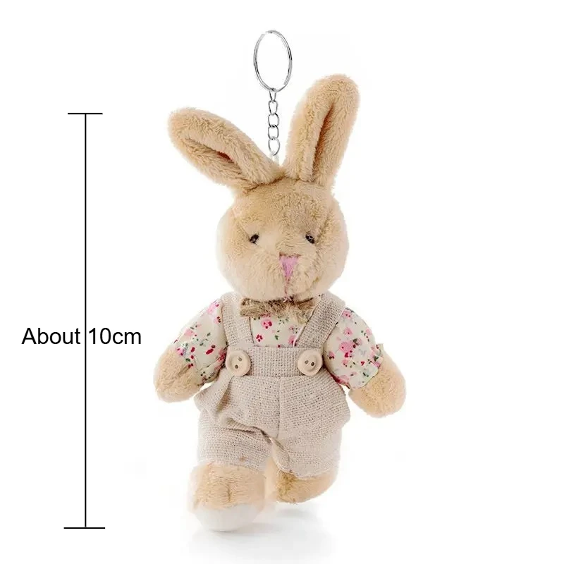 Cute Wear Clothes Bear Plush Cartoon Rabbit Pendant Doll Keychain Backpack Car Bag Decoration Key Ring Girls Gift image 6