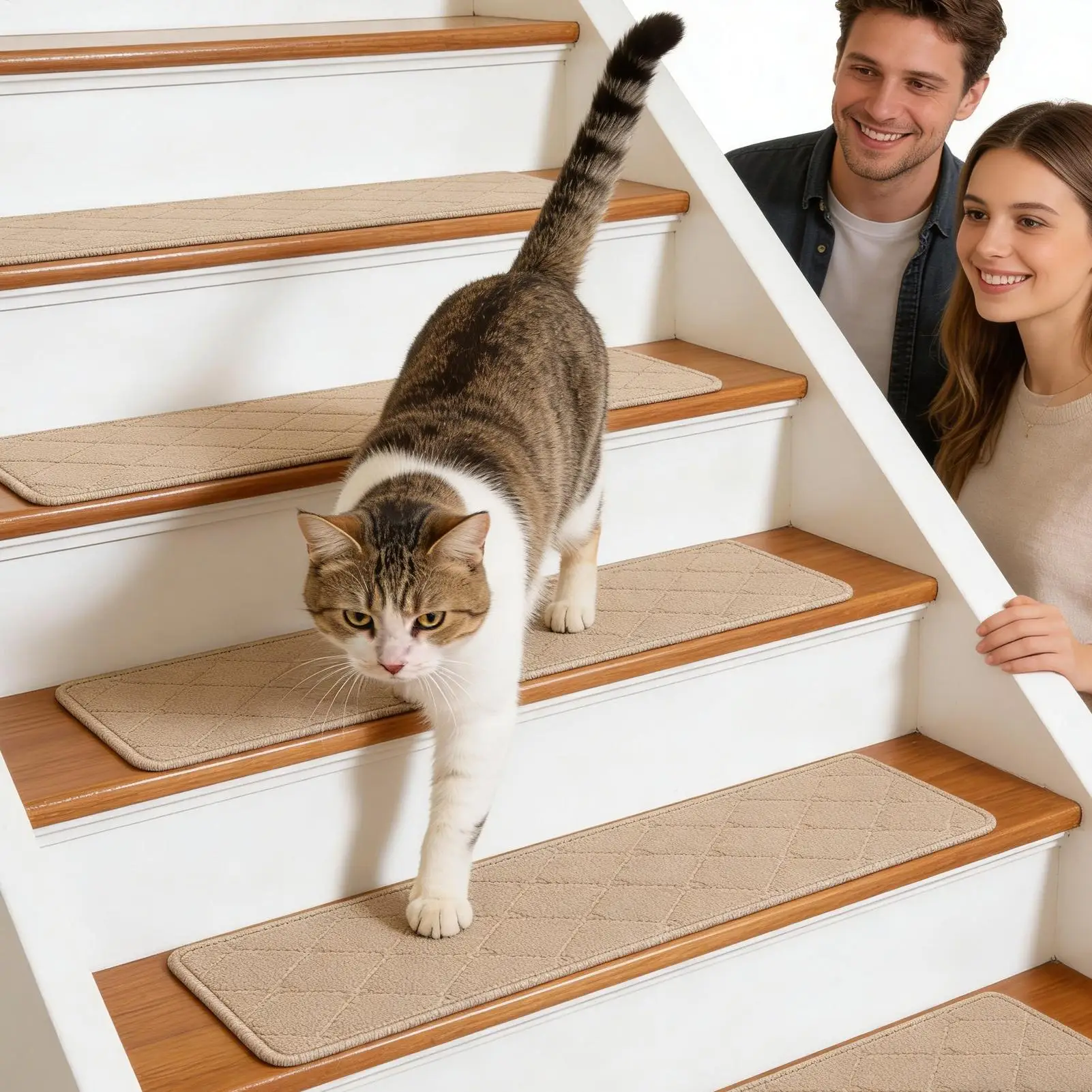 Stair Carpet 7 Pieces Adhesive Treads Steps Rugs Reusable Stair Carpets For Home Kitchen Bathroom Basement Commercial Industry
