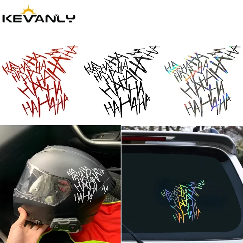 1x Motorcycle Helmet Sticker HAHAHA Reflective Car Sticker Joker Stickers Vinyl Funny Graffiti Motorcycle Car Styling Decoration