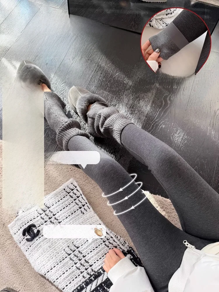 

Женские зимние утепленные леггинсы EKOOL с высокой талией, на шерстяной подкладке, с эффектом утяжки живота, теплые повседневные длинные брюки