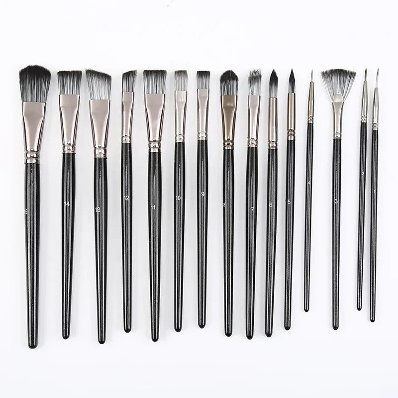 15PCS Acrylic Paint Brushes Set, Acrylic, Watercolor And Gouache Painting Brushes For Amatures And Professional Painter
