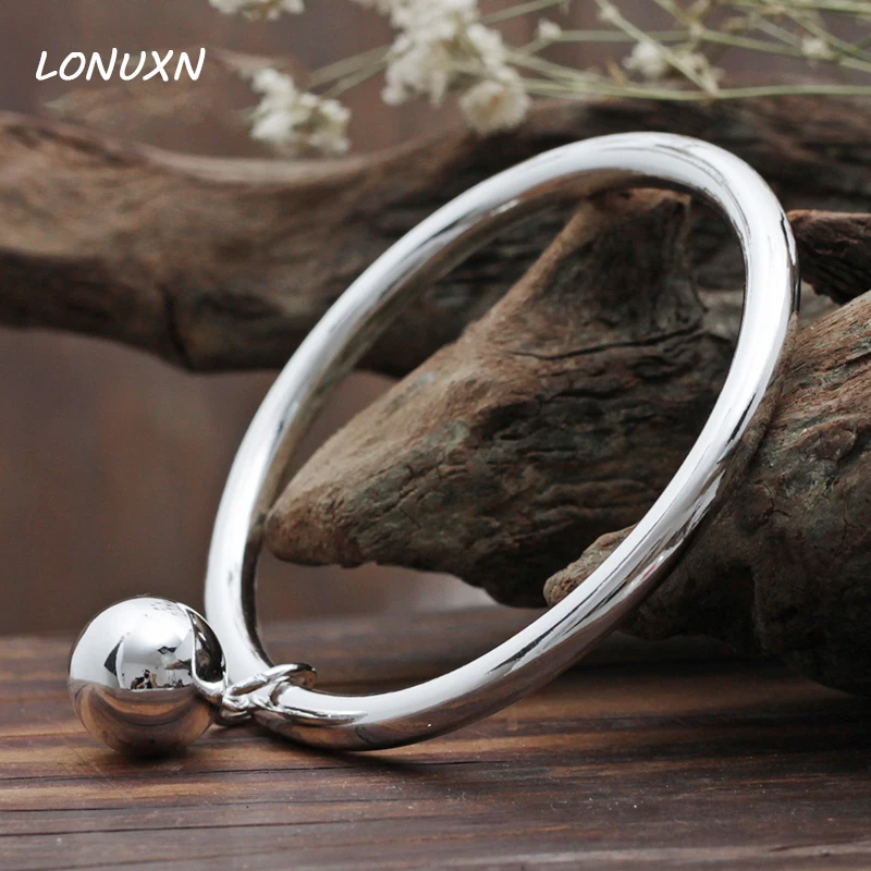 high quality Can engraved 100% 925 Sterling Silver bracelet female fine smooth simple bell solid custom handmade women jewelry