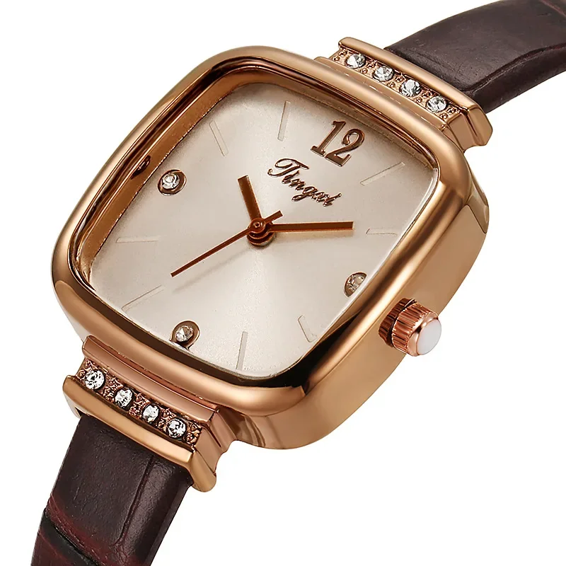 นาฬิกาหน้าปัดทรงสี่เหลี่ยมเล็กๆดีไซน์เบาหรูหราเรียบง่ายเข็มขัดผู้หญิงทรงสี่เหลี่ยมจัตุรัสฤดูร้อน