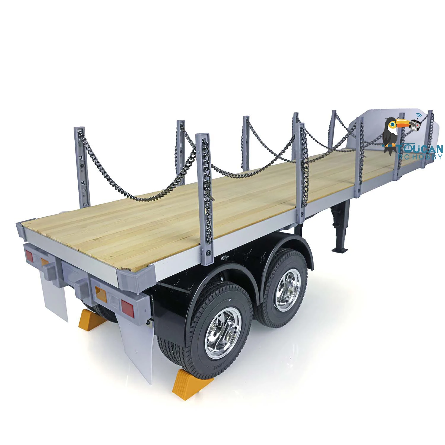 Semirremolque de cama plana de 2 ejes 1/14 para camión Tractor LESU RC DIY TAMIYA coches de Control remoto modelo TH01024-SMT7