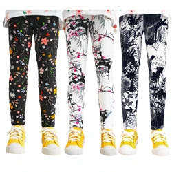 Printing Flowers Tight Baby Leggings for Kids Girls Stretch Slim Pants Children's Clothing