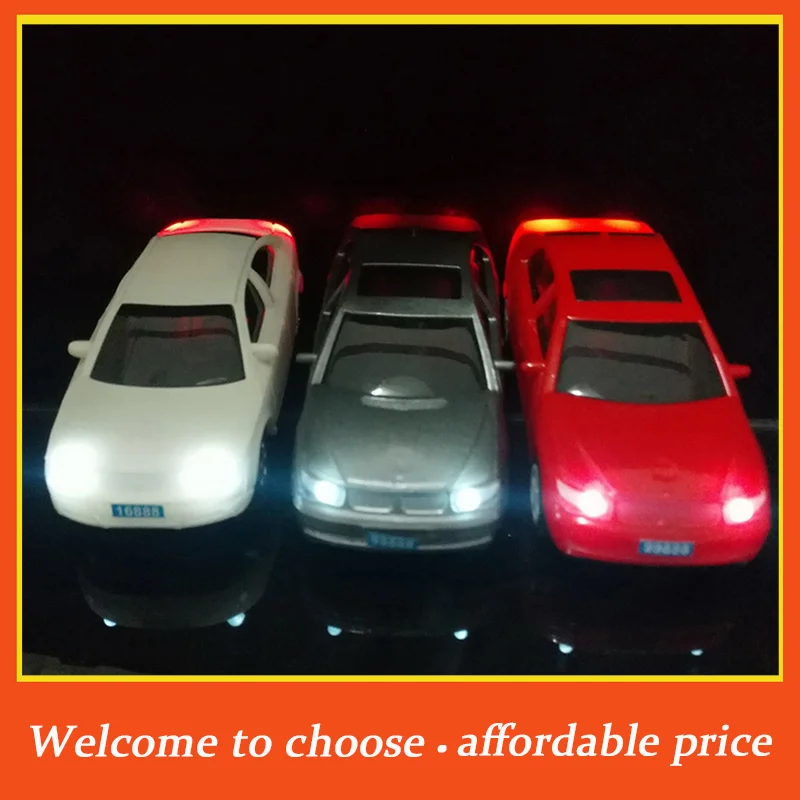

Xm 。1pc plastic 1:75/100/150/200 Plastic Model Cars with Led Lights Micro Scene Building Decoration Accessaries