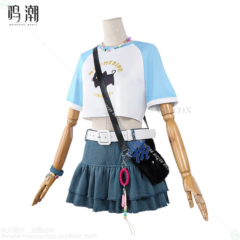 로버 코스프레 게임 Wuthering Waves 1 주년 기념일 생일 파티 애니메이션 Kawaii Y2K 유니폼 드레스 러블리 고양이 모자 로리타 할로윈