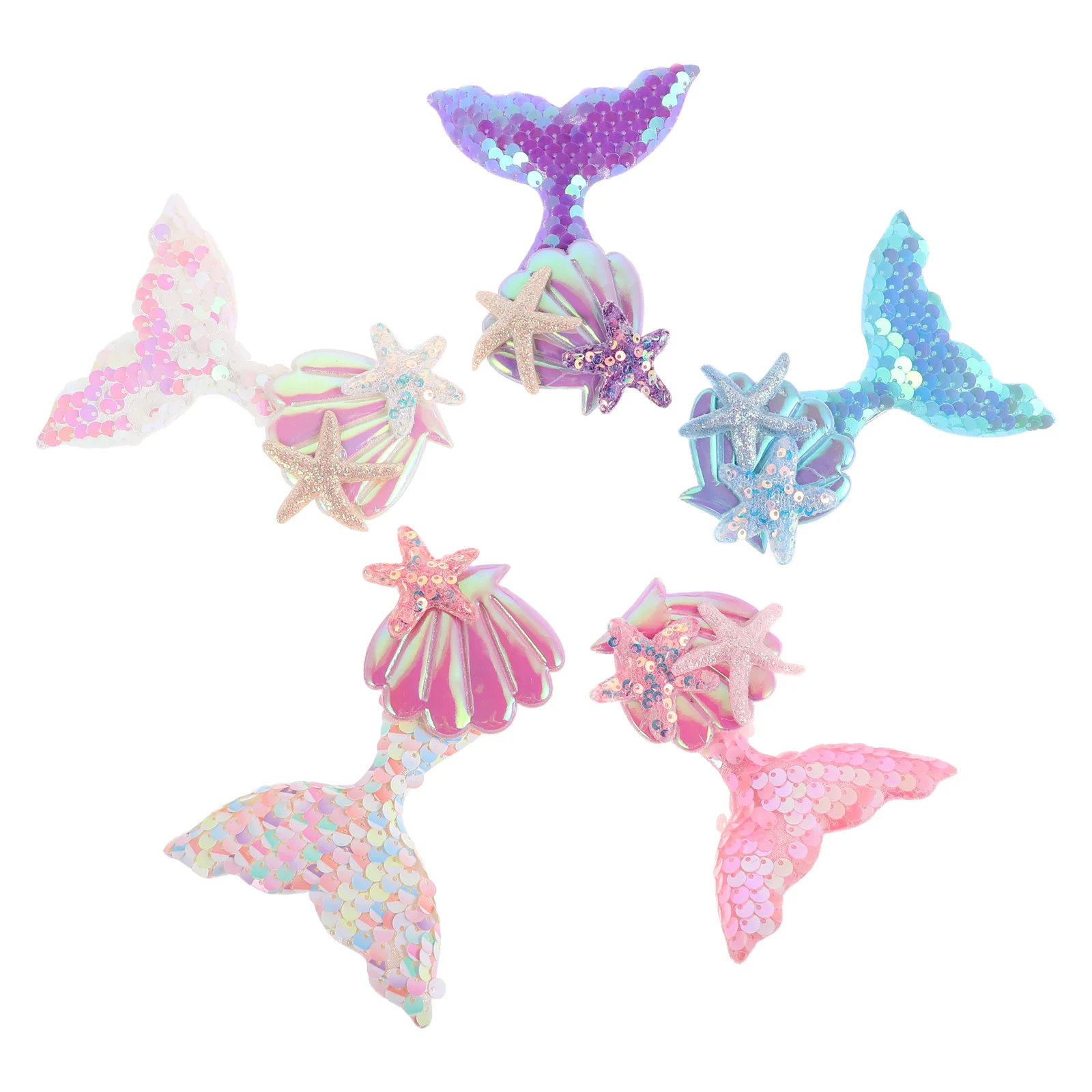 

5Pcs Cute Mermaid Tail Hair Clips Cartoon Style Sparkling Sequins Hair Accessories for Girls Birthday Party Daily Wear