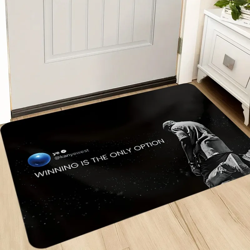 Unique black and white famous quotes floor mat, durable grid door mat, suitable for home decoration, adding modern charm