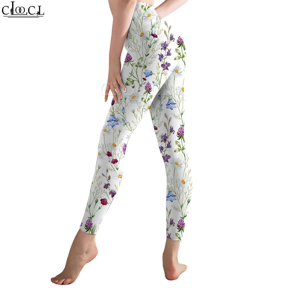 CLOOCL Women Legging Purple Flowers Pattern 3D Printed Trousers High Waist Stretch Sports Legging Jogging Fitness Yoga Pants