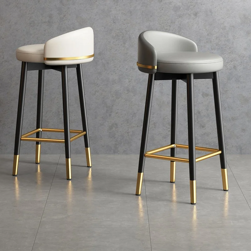 Light Luxury Bar Chair Backrest Chair Home Modern Simple High Stool Anti-Slip Metal Base Kitchen Height Stool Living Room Chair