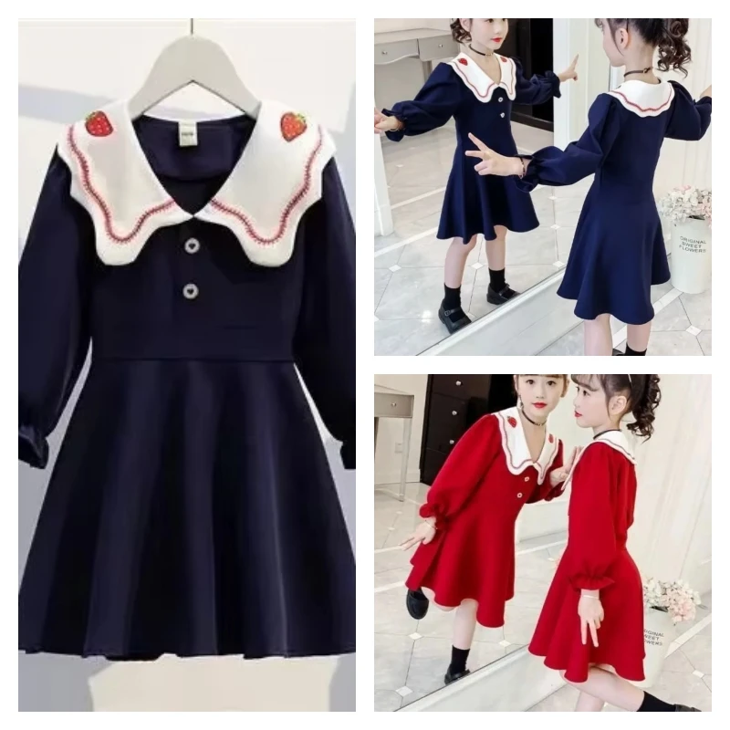 

Популярное кавайное модное платье для девочек, студенческое весенне-осеннее повседневное пуловер с длинными рукавами и героями мультфильмов, топы, юбка-кукла, детская одежда, новинка