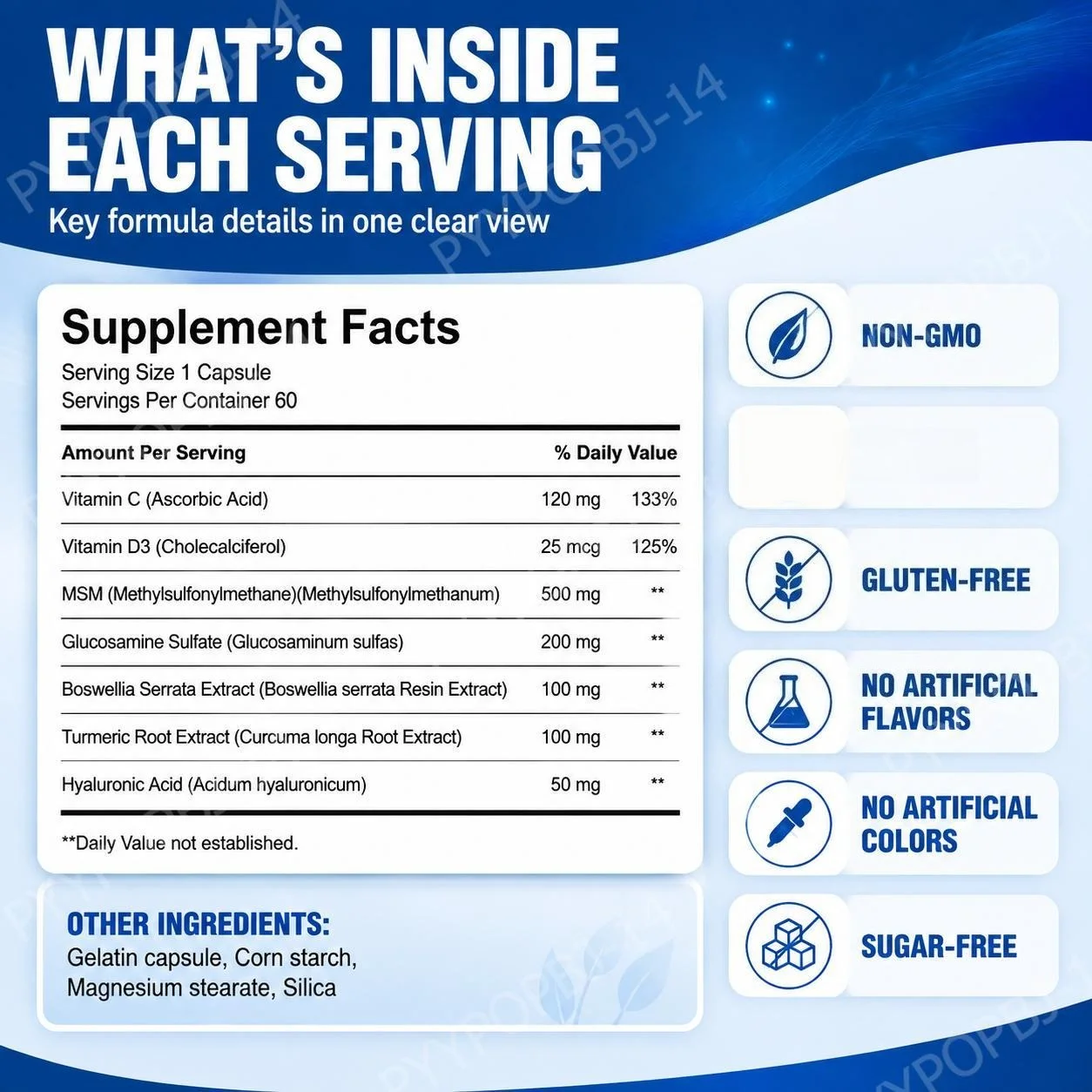 Docteat Knoglera MSM Joint Support Capsules Joint Comfort, Cartilage Health and Joint Flexibility for Daily Mobility 60 Capsules