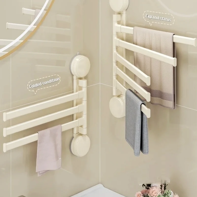 

No Need To Drill Suction Cup rotating towel rack Rotating towel rod in bathroom wall towel rod in kitchen shelf