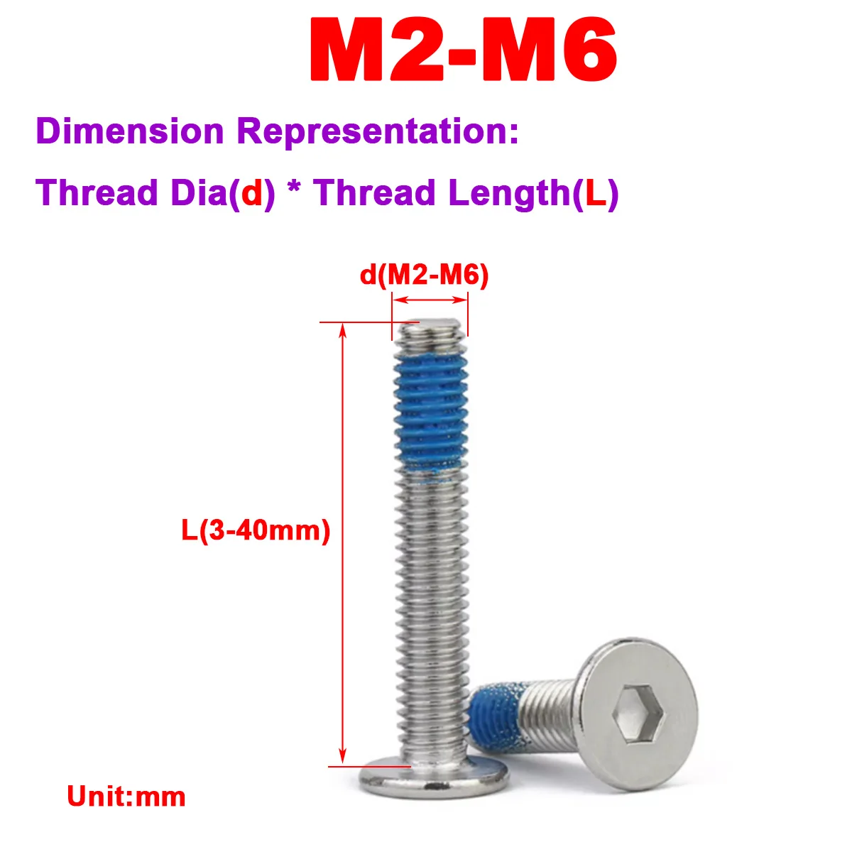 

304 Stainless Steel Dispensing Flat Head Hexagonal Machine Screw Digital Electronic Screw M2M2.5M3M4M5M6