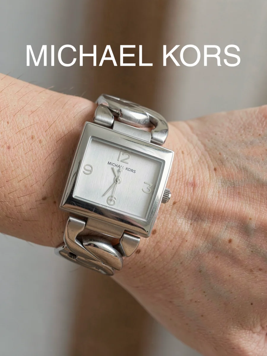 Michael Kors MK3132 Women's Watch Silver Thick Chain Bracelet Square White Dial Wristwatch For Weekend gathering New year gift