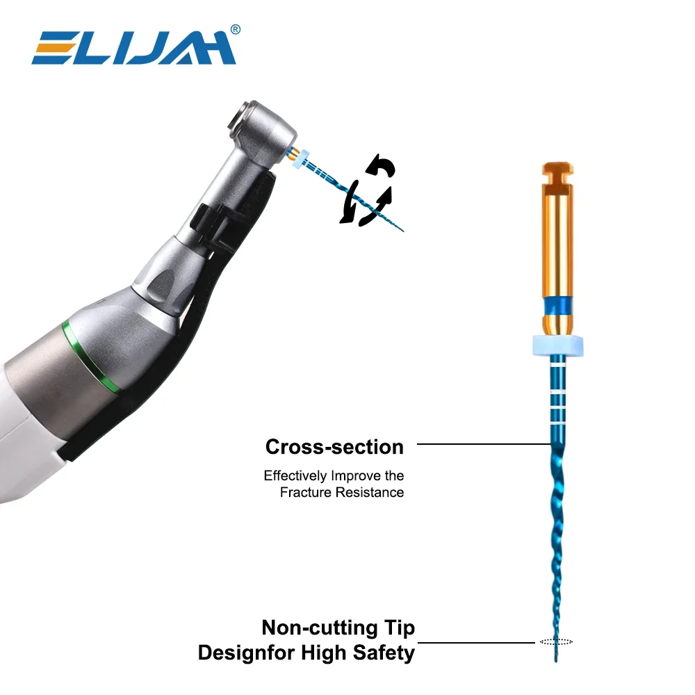 ELIJAH 6Pcs Dental NITI Blue Rotary Heat Activated Endodontic Files 25mm Sx-F3 Root Canal Files Engine Use Dentistry Instruments